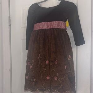 Jona Michelle Brown and pink Kids Dress with Pink Accents
